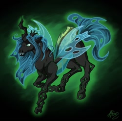 Size: 1000x987 | Tagged: dead source, safe, artist:flowflame, queen chrysalis, changeling, changeling queen, female, solo