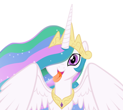 Size: 2304x2062 | Tagged: safe, artist:umbra-neko, princess celestia, alicorn, pony, cute, cutelestia, female, fourth wall, hair over one eye, licking, licking ponies, mare, screen, simple background, solo, tongue out, transparent background, vector