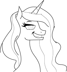 Size: 740x796 | Tagged: safe, artist:frank1605, artist:horsylove12, princess celestia, alicorn, pony, monochrome, princess molestia, solo, trollestia