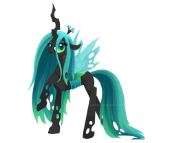 Size: 1200x1000 | Tagged: safe, artist:joellethenose, queen chrysalis, changeling, changeling queen, crown, female, jewelry, raised hoof, regalia, signature, simple background, smiling, solo, standing, transparent background