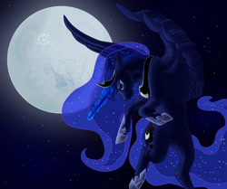 Size: 977x818 | Tagged: safe, artist:chickenwhite, princess luna, alicorn, pony, female, horn, mare, moon, solo