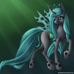 Size: 3240x3240 | Tagged: safe, artist:michellka, queen chrysalis, changeling, changeling queen, female, solo