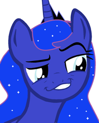 Size: 800x994 | Tagged: safe, artist:commanderluna, edit, princess luna, alicorn, pony, daring don't, meme, simple background, smirk, smugdash, solo