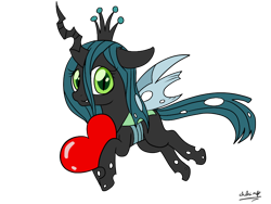 Size: 800x600 | Tagged: safe, artist:chibimlp-lover, queen chrysalis, changeling, changeling queen, chibi, heart, solo