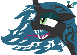 Size: 1024x738 | Tagged: safe, artist:wyld-d3v4stati0n, queen chrysalis, changeling, changeling queen, fangs, simple background, solo, transparent background, vector