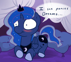 Size: 1050x916 | Tagged: safe, artist:desert-sage, princess luna, alicorn, pony, blushing, chibi, dream walker luna, solo