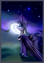 Size: 2121x3000 | Tagged: safe, artist:alumx, princess luna, alicorn, pony, galaxy mane, moon, solo