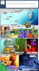 Size: 1280x2333 | Tagged: safe, artist:shunka warakin, applejack, fluttershy, princess celestia, princess luna, rainbow dash, oc, alicorn, earth pony, pegasus, pony, ask, ask-the-mask, mask, masks, tumblr