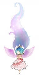 Size: 631x1266 | Tagged: safe, artist:techtechno, princess celestia, human, clothes, dress, eared humanization, glowing eyes, humanized, light skin, long mane, solo, winged humanization