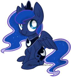 Size: 575x622 | Tagged: safe, artist:silky-cotton, princess luna, alicorn, pony, simple background, sitting, solo