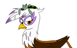 Size: 4600x2900 | Tagged: safe, artist:shadowring123, derpibooru import, gilda, oc, oc:mochrie the mock turtle, griffon, alice in wonderland, commission, cute, frown, glare, looking at you, mock turtle, unamused