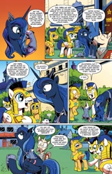 Size: 1400x2154 | Tagged: safe, idw, flash sentry, kibitz, princess luna, tiberius, alicorn, pegasus, pony, spoiler:comicm10, comic, female, idw advertisement, male, preview, royal guard, royal guard armor