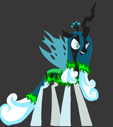 Size: 599x674 | Tagged: safe, artist:redvinyl13, queen chrysalis, oc, oc:snowdrop, changeling, changeling queen, female, horn