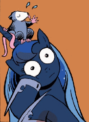 Size: 258x354 | Tagged: safe, idw, princess luna, tiberius, alicorn, pony, spoiler:comicm10, faic, reaction image