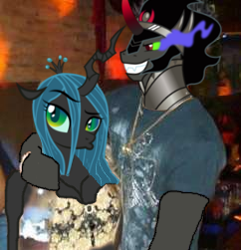 Size: 242x251 | Tagged: safe, edit, king sombra, queen chrysalis, changeling, changeling queen, pony, unicorn, chrysombra, female, male, so cash, straight