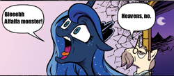 Size: 799x351 | Tagged: safe, edit, idw, princess luna, alicorn, pony, spoiler:comic, spoiler:comicm10, alfalfa, alfalfa monster