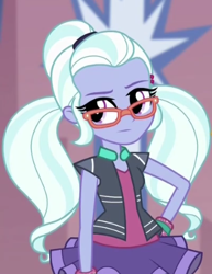 Size: 332x429 | Tagged: safe, screencap, sugarcoat, dance magic, equestria girls, spoiler:eqg specials, clothes, cropped, female, glasses, skirt, solo, unamused