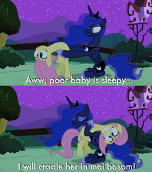 Size: 640x720 | Tagged: safe, edit, edited screencap, screencap, fluttershy, princess luna, alicorn, pegasus, pony, luna eclipsed, bone-crushing snuggles, chowder, comic, duo, faic, hape, hug, image macro, screencap comic