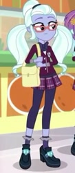 Size: 193x441 | Tagged: safe, screencap, sugarcoat, sunny flare, dance magic, equestria girls, spoiler:eqg specials, bag, clothes, cropped, crystal prep academy uniform, female, glasses, pants, school uniform, shoes, skirt, socks, solo focus