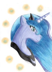 Size: 745x1024 | Tagged: safe, artist:diablicka, princess luna, alicorn, pony, portrait, solo, traditional art