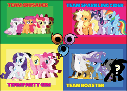 Size: 900x645 | Tagged: safe, artist:apaulo17, derpibooru import, apple bloom, applejack, fluttershy, gilda, pinkie pie, rainbow dash, rarity, scootaloo, sweetie belle, trixie, twilight sparkle, earth pony, griffon, pegasus, pony, unicorn, crossover, cutie mark crusaders, sonic heroes, team