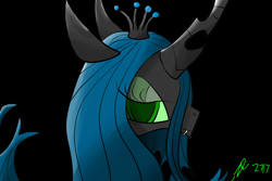 Size: 1500x1000 | Tagged: safe, artist:ze-alif, queen chrysalis, changeling, changeling queen, female, green eyes, horn, solo