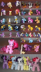 Size: 4000x6970 | Tagged: safe, derpibooru import, apple bloom, applejack, bon bon, cherry cola, cherry fizzy, fluttershy, gilda, pinkie pie, rainbow dash, rarity, roseluck, scootaloo, soarin', spitfire, sweetie belle, sweetie drops, trixie, twilight sparkle, twilight sparkle (alicorn), zecora, alicorn, earth pony, griffon, pegasus, pony, unicorn, zebra, absurd resolution, brushable, cutie mark crusaders, female, figurine, gothic pinkie, irl, mane six, mare, photo, toy