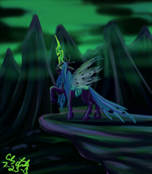 Size: 700x803 | Tagged: safe, artist:makomaragi, queen chrysalis, changeling, changeling queen, female, solo