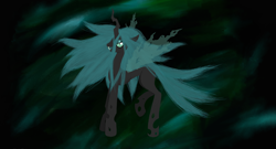 Size: 3692x2000 | Tagged: safe, artist:oderosa, queen chrysalis, changeling, changeling queen, female, green eyes, horn, solo