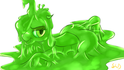 Size: 1280x732 | Tagged: safe, artist:shdingo, queen chrysalis, changeling, changeling queen, goo pony, original species, slime, solo