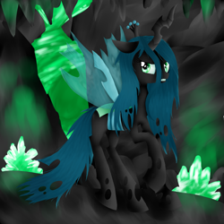 Size: 894x894 | Tagged: safe, artist:cooler94961, queen chrysalis, changeling, changeling queen, female, green eyes, horn, solo