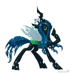 Size: 1500x1500 | Tagged: safe, artist:kp-shadowsquirrel, queen chrysalis, changeling, changeling queen, female, green eyes, horn, solo