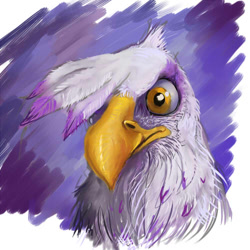 Size: 500x500 | Tagged: artist needed, safe, derpibooru import, gilda, griffon, portrait, realistic, simple background, solo