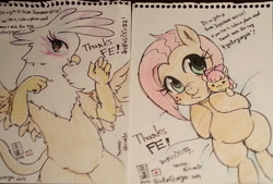 Size: 3264x2208 | Tagged: safe, artist:girlieginger, derpibooru import, apple bloom, babs seed, gilda, griffon, bow, doll, fiesta equestria, hair bow, japanese, on back, sketch, traditional art