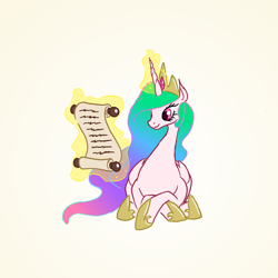 Size: 1000x1000 | Tagged: safe, artist:php15, princess celestia, alicorn, pony, magic, paper, scroll, solo, telekinesis