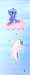 Size: 1600x4000 | Tagged: safe, artist:arvaus, princess celestia, princess luna, alicorn, pony, cewestia, chocolate, chocolate milk, chocolate rain, cotton candy cloud, eating, filly, milk, wet mane, woona, younger