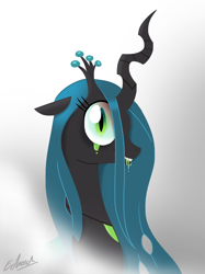 Size: 980x1307 | Tagged: safe, artist:edvedd, queen chrysalis, changeling, changeling queen, female, simple background, solo