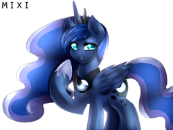 Size: 1200x900 | Tagged: safe, artist:mixipony, princess luna, alicorn, pony, female, horn, mare, simple background, solo