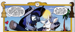 Size: 719x312 | Tagged: safe, artist:andypriceart, idw, fancypants, princess luna, alicorn, pony, spoiler:comicm10, chess, hat, history of the world: part i, monocle, sun hat, sunglasses