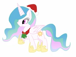 Size: 1024x768 | Tagged: safe, artist:prof-zoro, princess celestia, alicorn, pony, hat, santa hat, solo