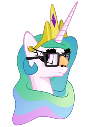 Size: 1078x1525 | Tagged: safe, artist:arvaus, princess celestia, alicorn, pony, female, groucho mask, horn, mare, multicolored mane, solo, white coat