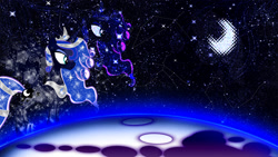 Size: 1920x1080 | Tagged: safe, artist:hawk9mm, artist:moonlightprincess002, artist:mr-kennedy92, artist:spiritofthwwolf, princess luna, alicorn, pony, crystallized, mare in the moon, moon, space, stars, vector, wallpaper