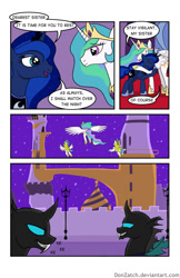 Size: 792x1224 | Tagged: safe, artist:donzatch, princess celestia, princess luna, alicorn, changeling, pony, comic:tale of twilight, comic, royal guard