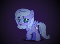 Size: 550x400 | Tagged: safe, artist:lunabotic, princess luna, alicorn, pony, filly, sad, solo, woona