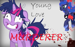 Size: 1131x707 | Tagged: safe, artist:pallettheunicorn, princess luna, twilight sparkle, alicorn, pony, female, lesbian, murder, shipping, twilight snapple, twiluna, wallpaper