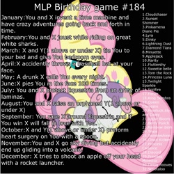 Size: 2000x2000 | Tagged: safe, applejack, derpy hooves, dinky hooves, fluttershy, king sombra, pinkie pie, queen chrysalis, rainbow dash, rarity, sunset shimmer, sweetie belle, trixie, twilight sparkle, pegasus, pony, birthday game, exploitable meme, female, mare, pinkamena diane pie