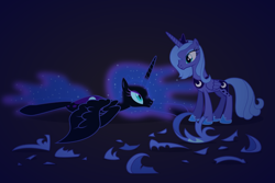 Size: 900x600 | Tagged: safe, artist:nonamepaper, nightmare moon, princess luna, alicorn, pony, duality, s1 luna