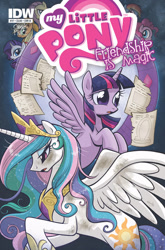 Size: 900x1366 | Tagged: safe, artist:andypriceart, idw, applejack, fluttershy, pinkie pie, princess celestia, rainbow dash, rarity, twilight sparkle, twilight sparkle (alicorn), alicorn, earth pony, pegasus, pony, unicorn, comic, cover, female, mare