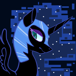 Size: 1000x1000 | Tagged: safe, artist:hawkwhisker, nightmare moon, princess luna, alicorn, pony, female, horn, mare, solo