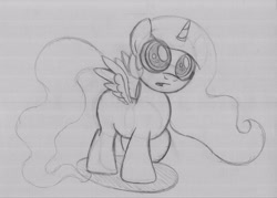 Size: 3300x2358 | Tagged: safe, artist:drawponies, princess celestia, alicorn, pony, cewestia, cute, daaaaaaaaaaaw, drawing, filly, monochrome, sketch, solo